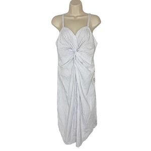 New Bishop + Young Women's Blue White MIDI Button Up Strapless Dress Size L
